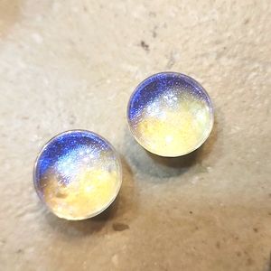 Purple speckle dichroic glass plugs single flare one inch